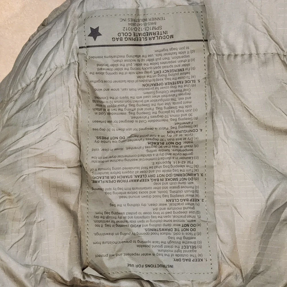 Unused US Military Intermediate Cold Weather Modular  Sleeping Bag Grey Mummy